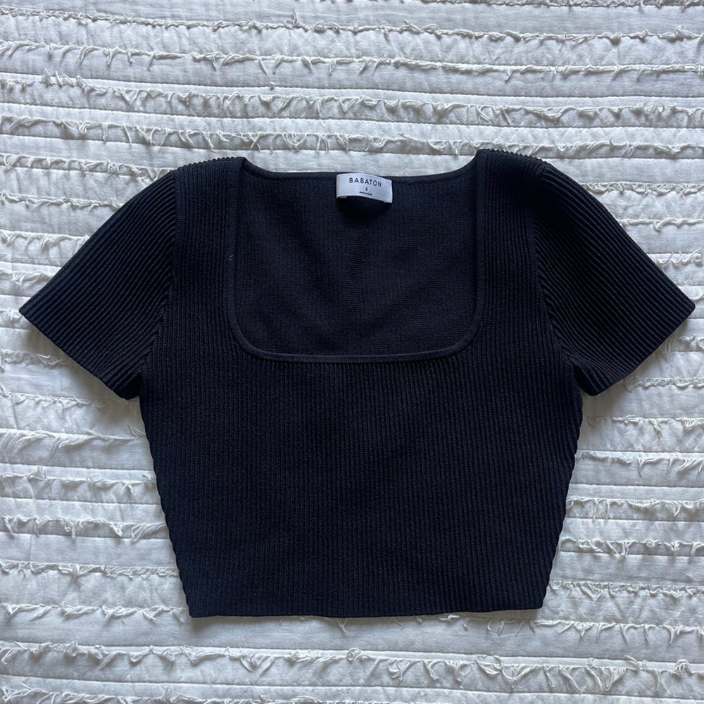 Aritzia Babaton Sculpt Knit Square Neck Top